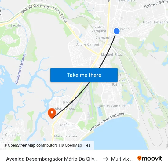 Avenida Desembargador Mário Da Silva Nunes, 4587-4801 to Multivix Vitória map