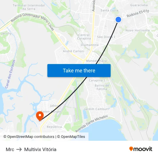 Mrc to Multivix Vitória map