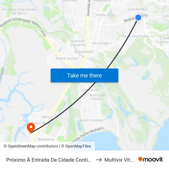 Próximo À Entrada De Cidade Continental to Multivix Vitória map