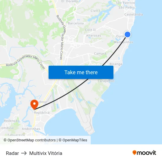 Radar to Multivix Vitória map