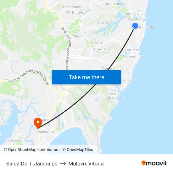 Saída Do T. Jacaraípe to Multivix Vitória map