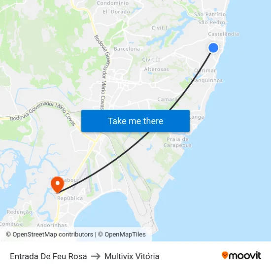 Entrada De Feu Rosa to Multivix Vitória map
