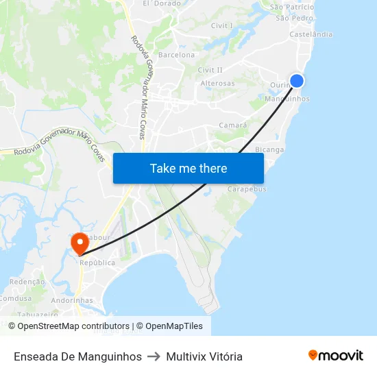 Enseada De Manguinhos to Multivix Vitória map