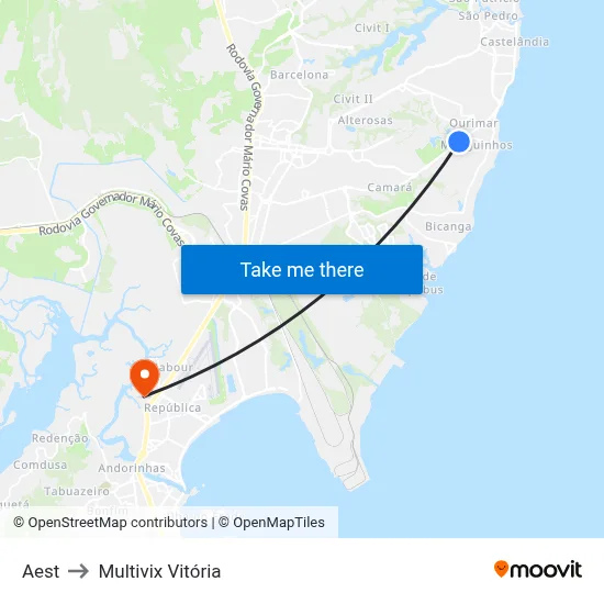Aest to Multivix Vitória map
