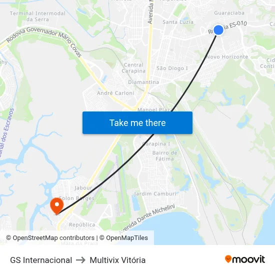 GS Internacional to Multivix Vitória map