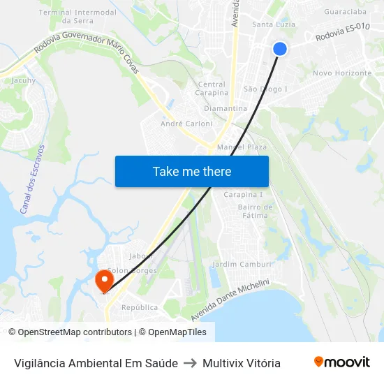 Vigilância Ambiental Em Saúde to Multivix Vitória map