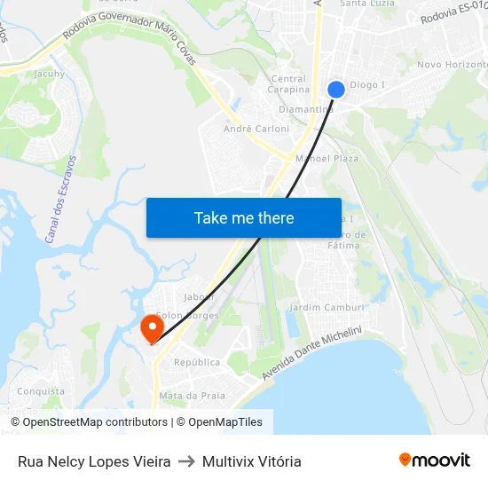 Rua Nelcy Lopes Vieira to Multivix Vitória map