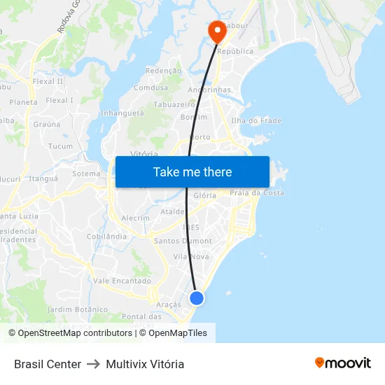 Brasil Center to Multivix Vitória map
