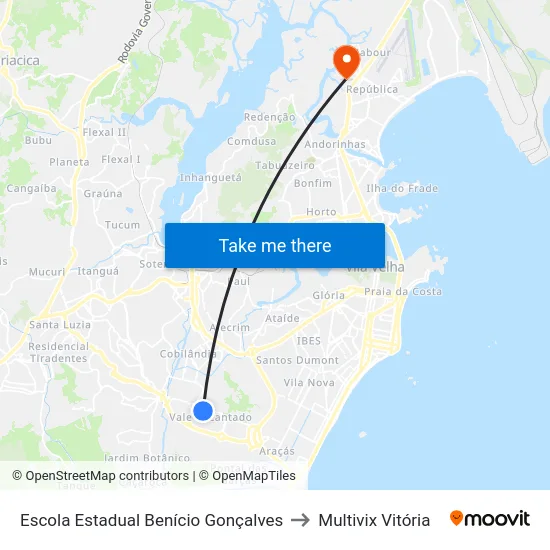 Escola Estadual Benício Gonçalves to Multivix Vitória map