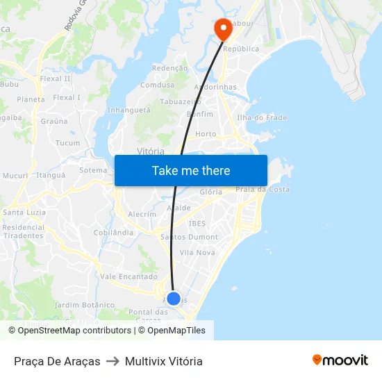 Praça De Araças to Multivix Vitória map