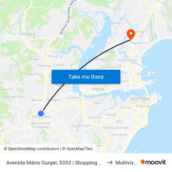 Avenida Mário Gurgel, 5353 | Shopping Moxuara - São Francisco to Multivix Vitória map