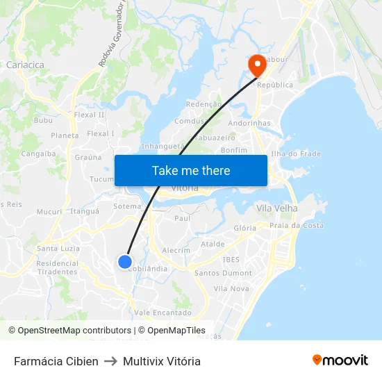Farmácia Cibien to Multivix Vitória map