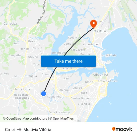 Cmei to Multivix Vitória map