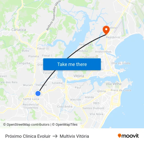 Próximo Clinica Evoluir to Multivix Vitória map