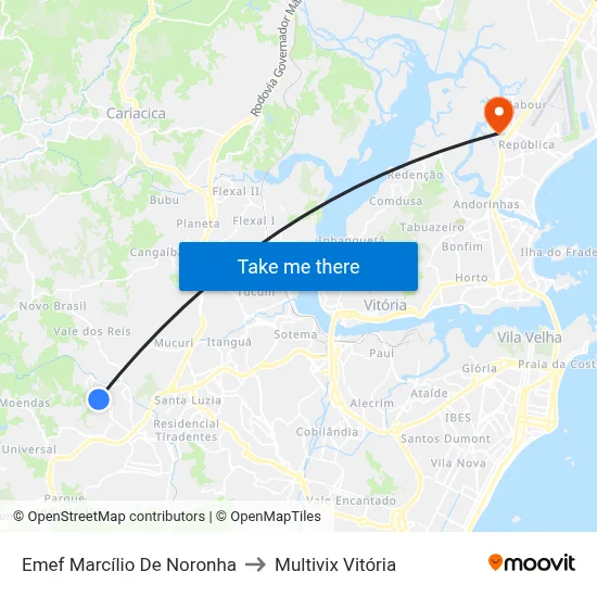 Emef Marcílio De Noronha to Multivix Vitória map
