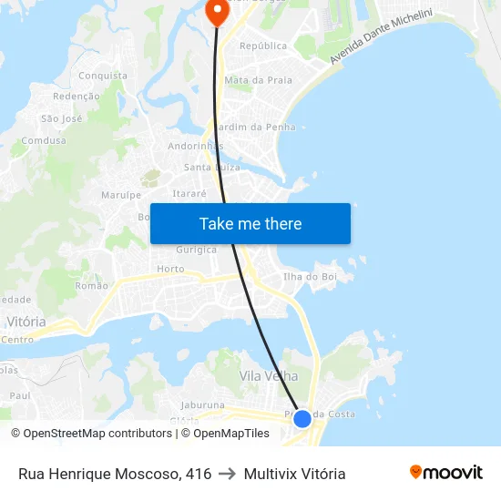 Rua Henrique Moscoso, 416 to Multivix Vitória map