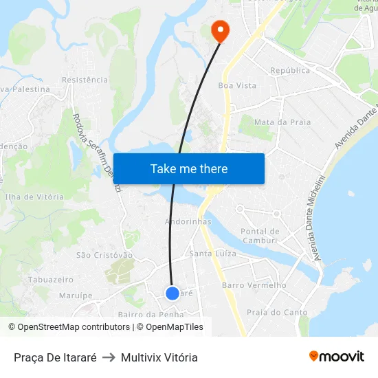 Praça De Itararé to Multivix Vitória map