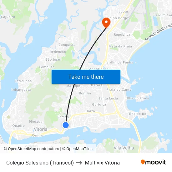 Colégio Salesiano (Transcol) to Multivix Vitória map