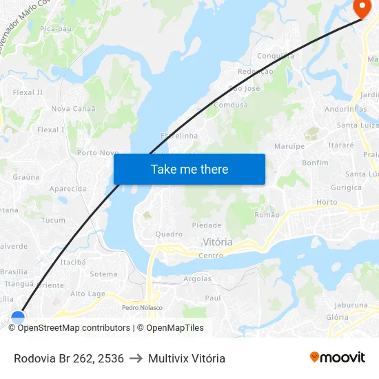 Rodovia Br 262, 2536 to Multivix Vitória map