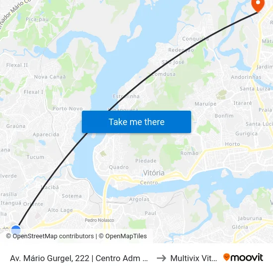 Av. Mário Gurgel, 222 | Centro Adm Da Pmc to Multivix Vitória map