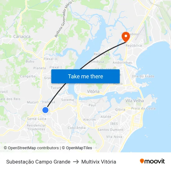 Subestação Campo Grande to Multivix Vitória map