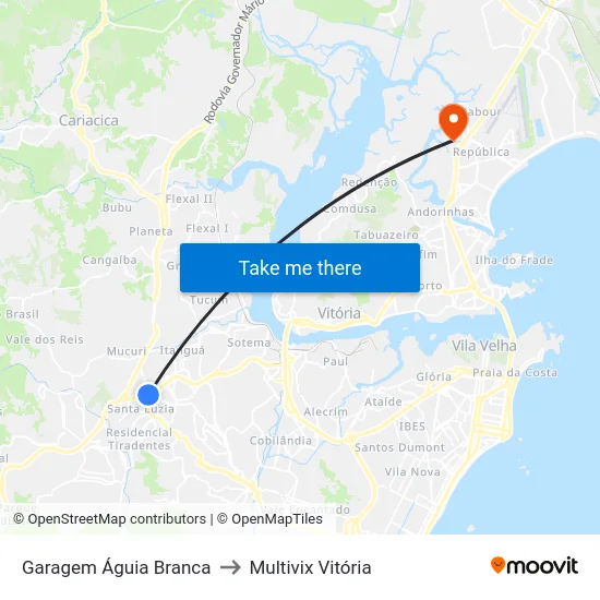 Garagem Águia Branca to Multivix Vitória map
