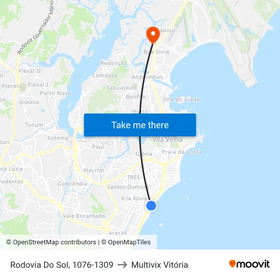 Rodovia Do Sol, 1076-1309 to Multivix Vitória map
