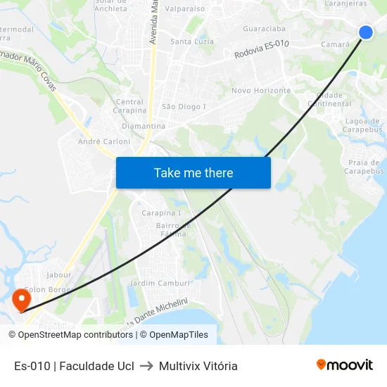 Es-010 | Faculdade Ucl to Multivix Vitória map