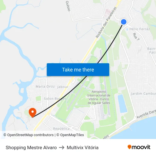 Shopping Mestre Alvaro to Multivix Vitória map