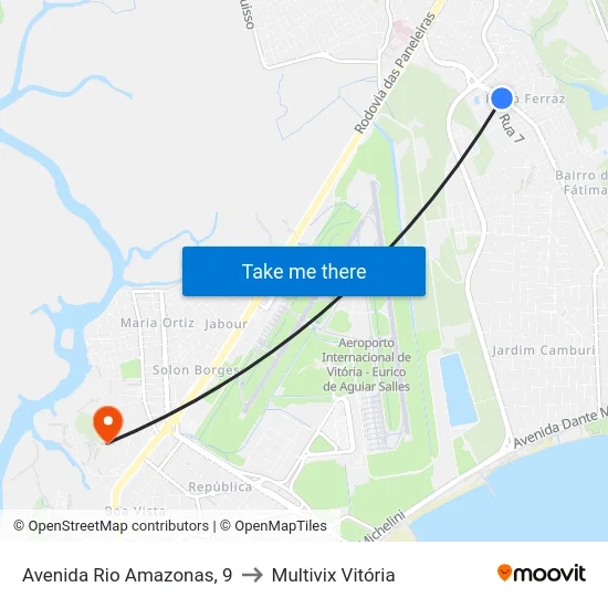 Avenida Rio Amazonas, 9 to Multivix Vitória map
