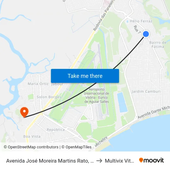 Avenida José Moreira Martins Rato, 1328 to Multivix Vitória map