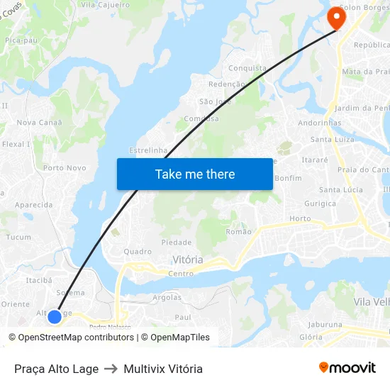 Praça Alto Lage to Multivix Vitória map