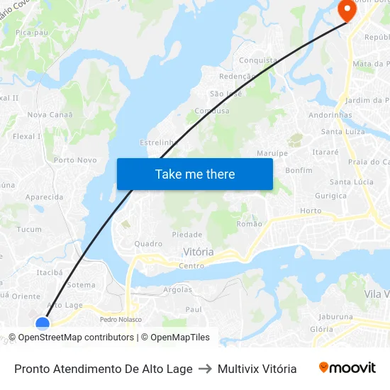 Pronto Atendimento De Alto Lage to Multivix Vitória map