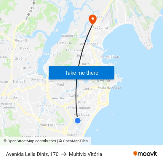 Avenida Leila Diniz, 170 to Multivix Vitória map