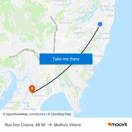 Rua Dos Cravos, 48-50 to Multivix Vitória map