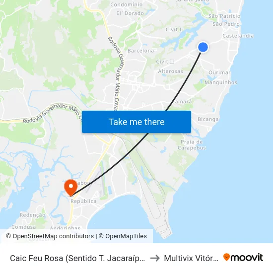 Caic Feu Rosa (Sentido T. Jacaraípe) to Multivix Vitória map