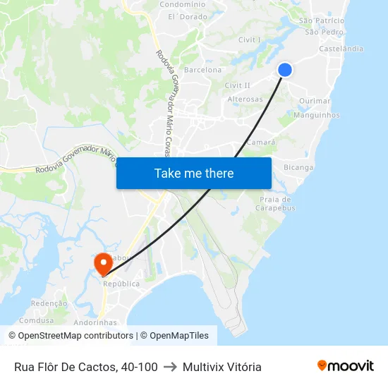 Rua Flôr De Cactos, 40-100 to Multivix Vitória map
