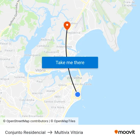 Conjunto Residencial to Multivix Vitória map