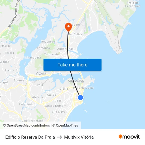 Edifício Reserva Da Praia to Multivix Vitória map