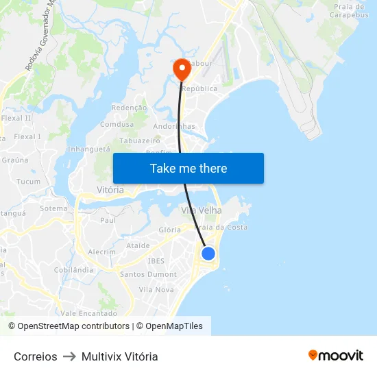 Correios to Multivix Vitória map