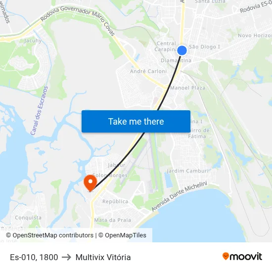 Es-010, 1800 to Multivix Vitória map