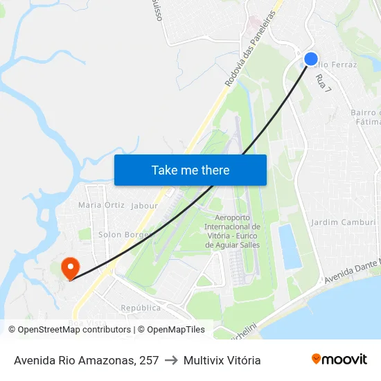 Avenida Rio Amazonas, 257 to Multivix Vitória map