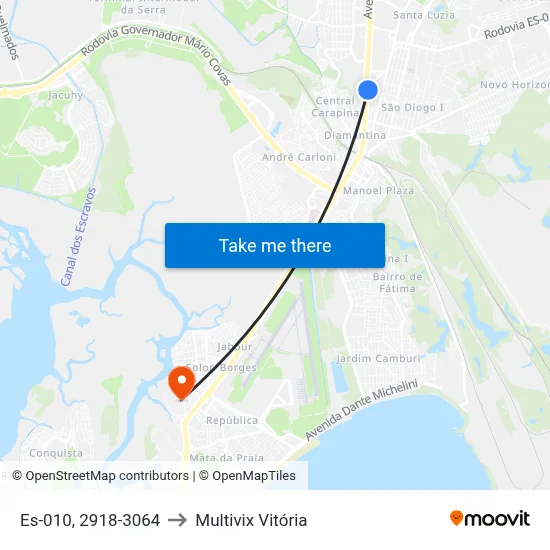 Es-010, 2918-3064 to Multivix Vitória map