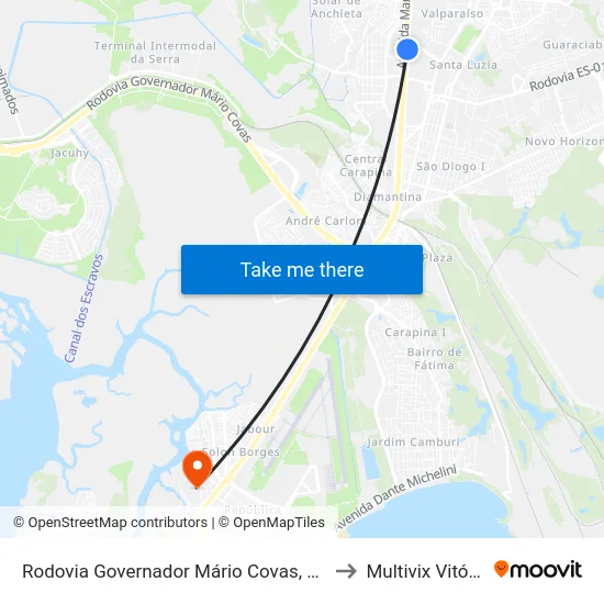 Rodovia Governador Mário Covas, 208 to Multivix Vitória map