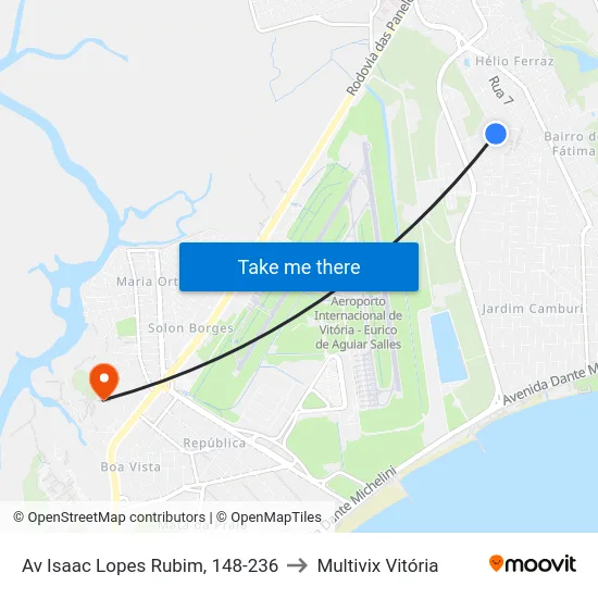 Av Isaac Lopes Rubim, 148-236 to Multivix Vitória map