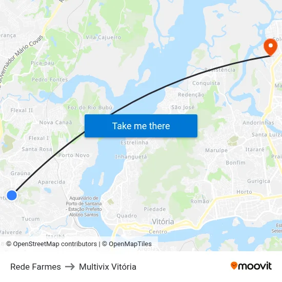 Rede Farmes to Multivix Vitória map