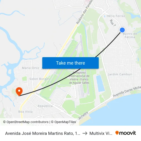 Avenida José Moreira Martins Rato, 1801-1945 to Multivix Vitória map