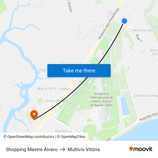 Shopping Mestre Álvaro to Multivix Vitória map
