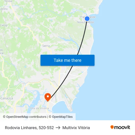Rodovia Linhares, 520-552 to Multivix Vitória map