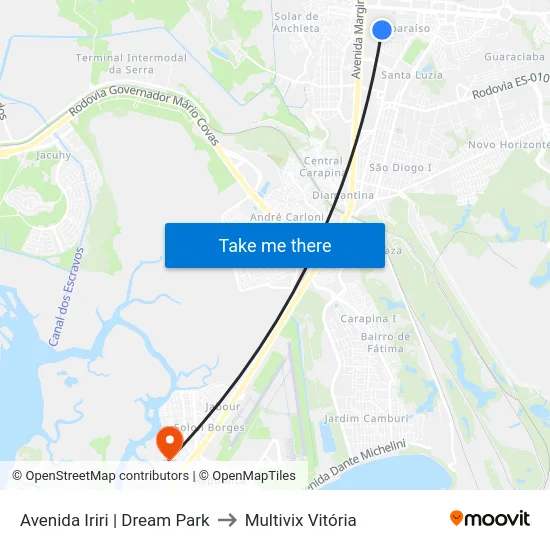 Avenida Iriri | Dream Park to Multivix Vitória map